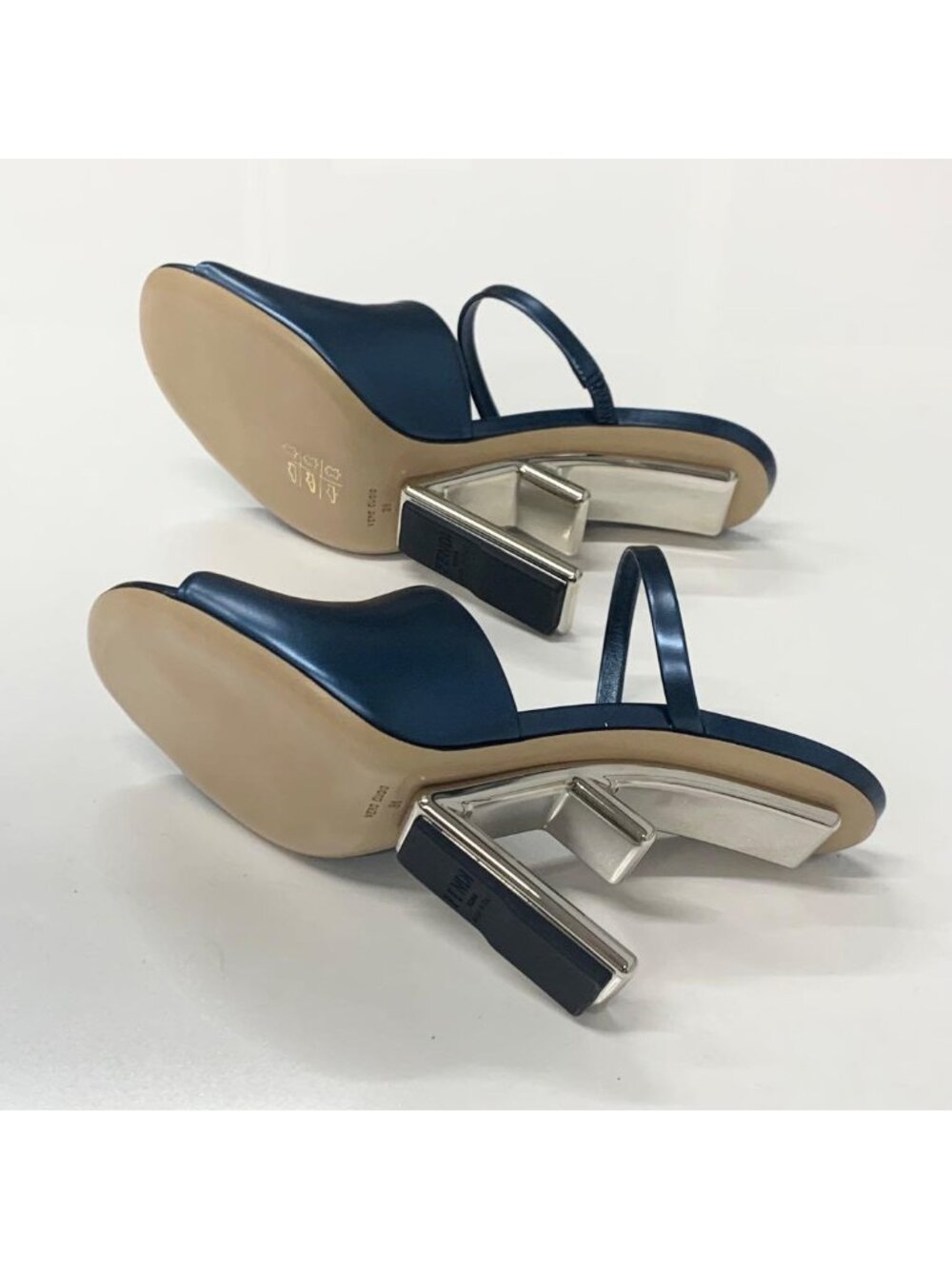 Fendi First Leather Metal Heel Strap Sandals - Picture 7 of 10